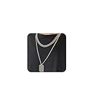 YERTTER Men Punk Set of 2 Stainless Steel Chunky Chain Choker Silver Flat Thick Dog Tag Pendant Charm Necklace Grunge for Men