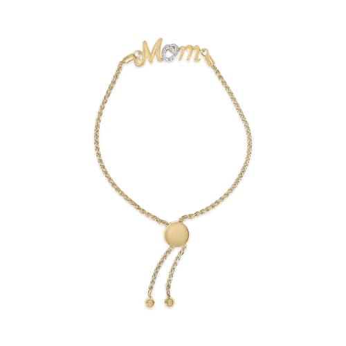 Haus of Brilliance Gold Vermeil Diamond Accent MOM Lariat Bolo Bracelet