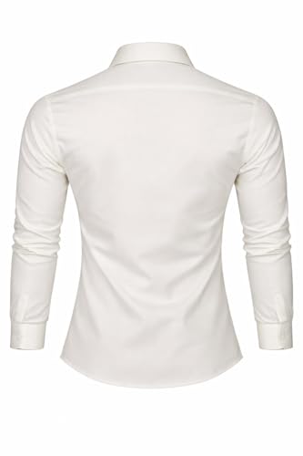 Image of Men's Slim Fit Long Sleeve Button-Down Shirt, Casual Formal Style with Chest Pocket