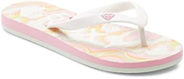 Roxy Girls Rg Tahiti Flip Flop Sandal, Green/Pink 232, 11 Little Kid | Image 4