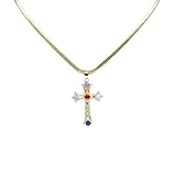 JLKJNCXZC Collar colgante brillante de cruces hip hop para mujer, collar de cristal de acero inoxidable y collares cristianos cruz colgante