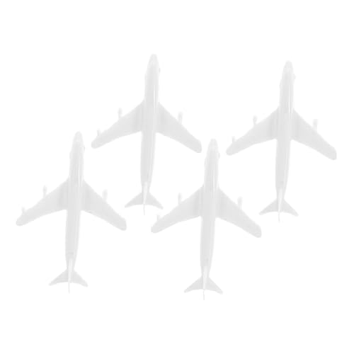 BESPORTBLE 4個 白色飛行機模型 プラスチック製チュア航空機 飾り用空港建築模型 飾りや展示にな耐久性とシンプルなデザイン