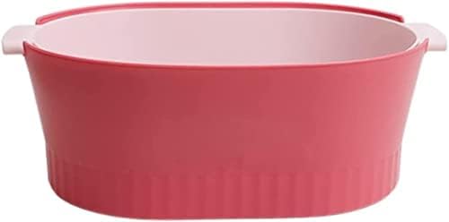 Zetify セット 野菜かごを洗う ザル 瀝水かご 果物洗い用洗い桶 家庭用果物収納 食器水切りラック 洗い物 水切りかご 抗菌 乾燥キッチン用品 果物洗い用 野菜洗浄 洗い桶 排水機能キッチン収納 プラスチック 水切り かご (レッド)