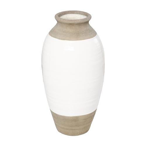 Deco 79 Ceramic Vase with White Body, 12″ x 12″ x 25″, Gray, LARGE SIZE