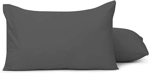 Image of Travel Size Pillow Cases 12 x 16 Set of 2 500 Thread Count kinderfluff Pillow Cover 100% Egyptian Cotton Zipper Closure Toddler Pillowcase 12x16 Fits Boudoir Pillow Size 11x15, 11x14 Dark Grey