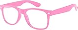 Womens Vintage Clear Lens Sunglasses Retro 80's Pink Frame Uv Protection