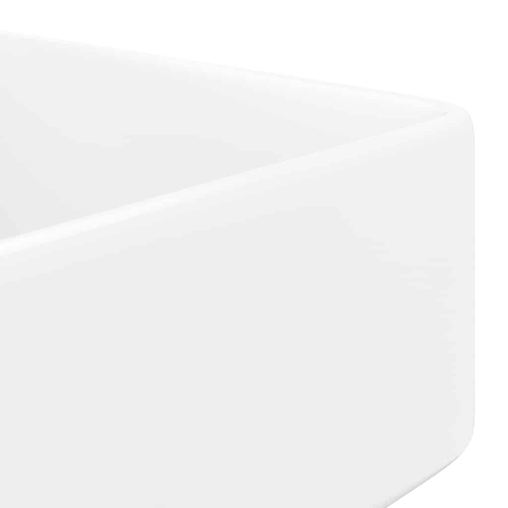 Ceramiczna umywalka kwadratowa biała z otworem na kran | Do pralni i toaletki, otwór odpływowy 4,5 cm, powierzchnia o wysokim połysku