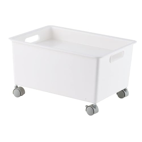 Kukyller Bacs de rangement avec roulettes, boîte de rangement à roulettes, boîte de rangement à roulettes, panier à livres, organisateur d'ornement avec roulettes pour livres, vêtements, (Blanche)