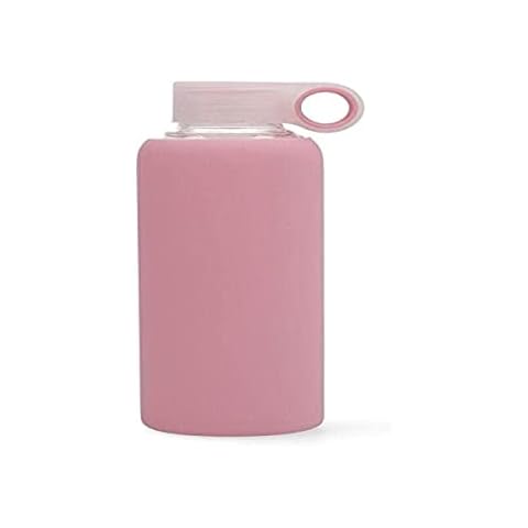 Quid - Botella vidrio con funda silicona rosa 0,5L Cover