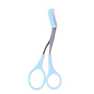 XUJINCN Eyebrow Scissors With Comb,eyebrow trimmer for women，The Profession is Designed for Women Eyebrow Trimmer Scissors With Comb,Stainless Steel Eyebrow Grooming Shear Scissors (blue)