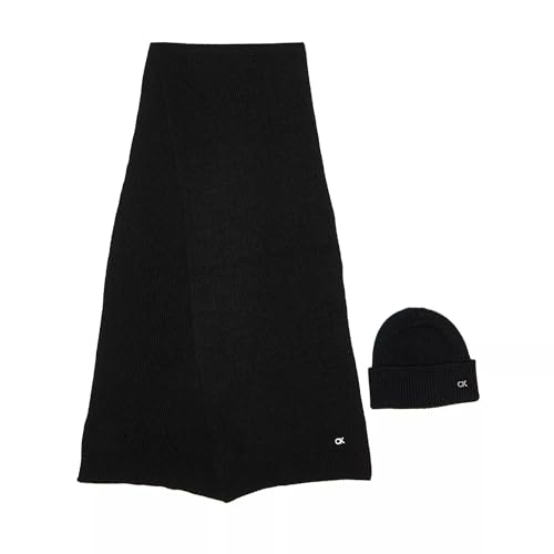Bonnet femme Calvin Klein RE-Lock noir avec écharpe au style minimaliste