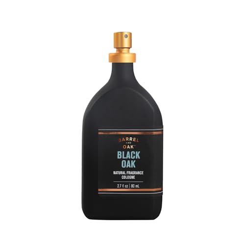 Barrel & Oak Cologne for Men, Natural Essential Oil-Based Men's Fragrances, Long-Lasting Men's Cologne for Day & Night, Paraben & SLS-Free, Gifts for Men, Black Oak, 2.7 oz