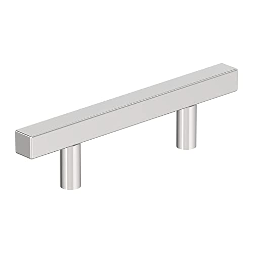 Image of Amerock 10 Pack 3 inch Bar Pulls Square Polished Chrome Drawer Pull | 3 inch (76mm) Center-to-Center Mounting Distance and 5-5 /16 inches Overall Length, Durable Zinc Cabinet Hardware