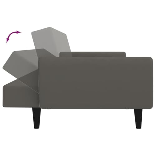Sofá cama de terciopelo gris oscuro de 2 plazas con respaldo ajustable de 220 cm 8