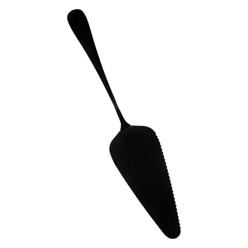 SOLUSTRE Simple Black Stainless Steel Baking Shovel Serrated Cake and Pizza Cutter Tool for Effortless Slicing and Serving the Kitchen and Easy to Clean