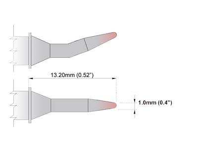 Image of Thermaltronics K80TZ010 Tweezers Cartridge Pair - Conical Sharp 1.0mm (0.04in)