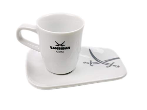 2er-Set Espresso-/Mokka-TASSEN mit Untertassen, dickwandig aus Porzellan, von Sansibar, 75ml