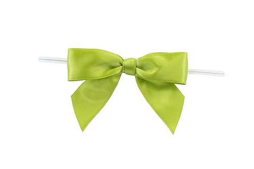 Reliant Ribbon 5170-53505-3X2 Satin Twist Tie Bows - Large Bows, 7/8 Inch X 100 Pieces, Green Grass