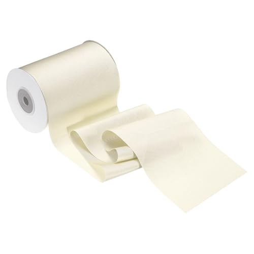 M METERXITY Cinta Satén Doble (4' X 10 Yardas, Albaricoque) - Cinta Satén Gruesa Poliéster Dos Caras Tela Sólida, Aplicable Para Decoración Bodas/Ceremonias Inauguración/Realización Lazos