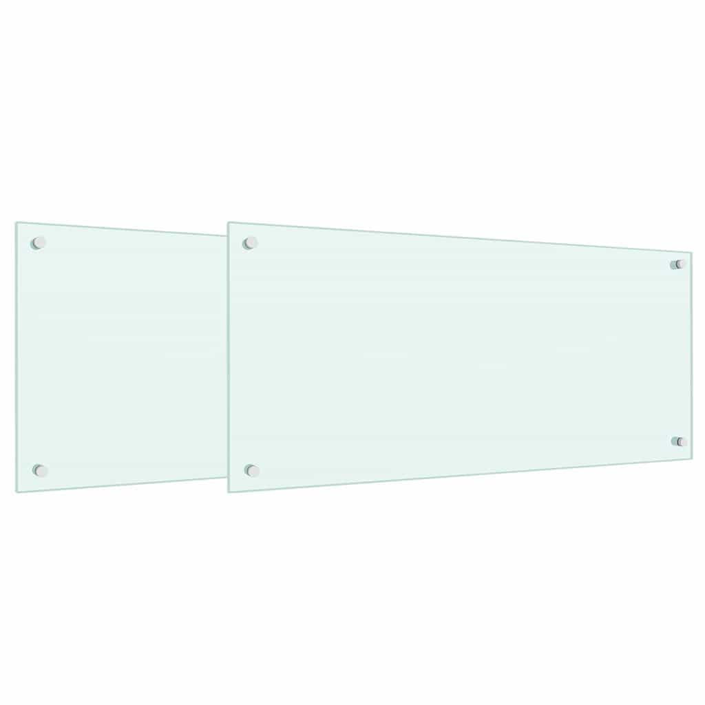 Solivagant Küchenrückwand 2 pcs Weiß 90 x 40 cm Gehärtetes Glas, Küche Esszimmer,Küchenhelfer -utensilien, 12.26 kg-3415419