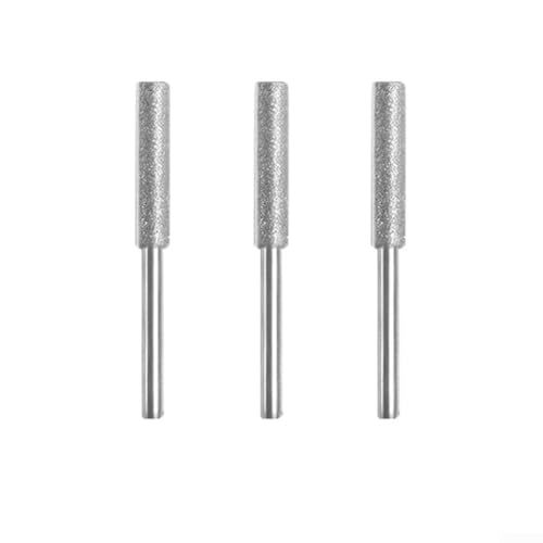 Accesorio de herramienta giratoria para afilador de motosierra, juego de cabezal de molienda cilíndrico de vástago de 3 mm con 6 piezas (4,0 mm/4,8 mm/5,5 mm), rebabas con revestimiento de esmeril (3