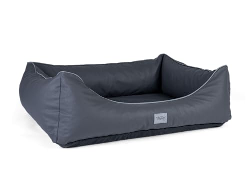 TrendPet Runa, Orthopädisches Kunstlederbett für Hunde, modisch in Kupfer und Grau (Grau, 100x75x30 cm)