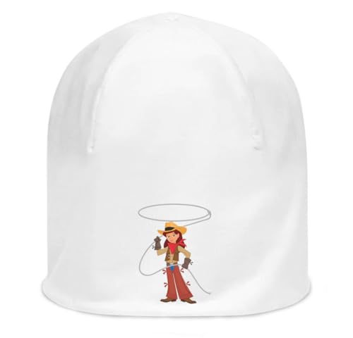 Bonnet blanc unisexe extensible en coton fin Cute Lasso Girl bonnet léger automne