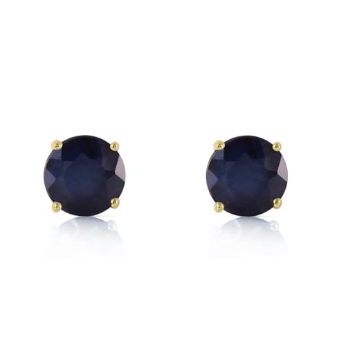 1.0 Carat 14K Solid Yellow Gold Round Natural Blue Sapphire Earrings with Push Back3