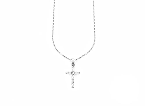 girocollo, collana, argento, zirconi, croce