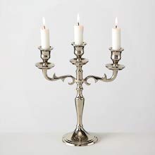 Hamptons Three Arm Silver Candelabra, Hand Crafted Of Silver Aluminum Nickel, 10.25 Inches High, Weighted #TOP6