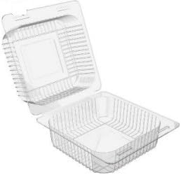 Clear Plastic Hinged Food Container, 15x15x6cm, Disposable Takeaway Box, 200 Pack