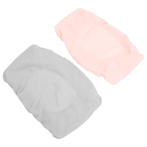 KESYOO Funda para Cambiador de Ñiño Lavable 2 Piezas, Algodón Transpirable, Reutilizable y Desmontable, Colores Rosa Claro y Gris, Protección Cómoda para Almohadilla de Pañales,