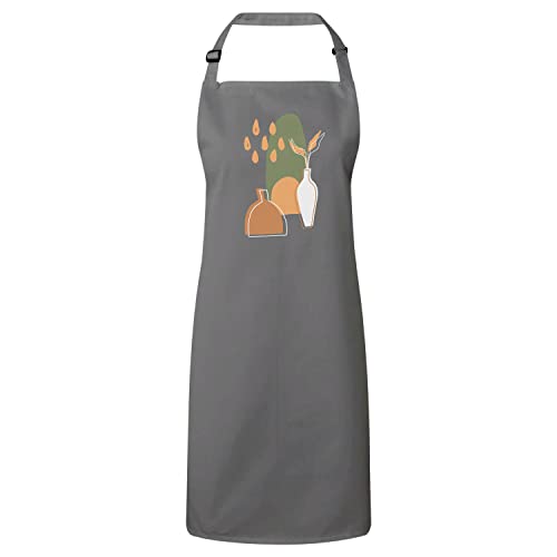 Tablier cuisine premium gris lin line art poterie design minimaliste