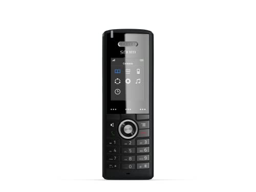Snom M65 Professional DECT-Mobilteil (250 Stunden Standby, 2 Zoll 176 x 220 Pixel TFT, SW OTA-Upgrade, Vibrationsalarm, Gürtelclip, beleuchtete Tastatur), Schwarz, 00003969