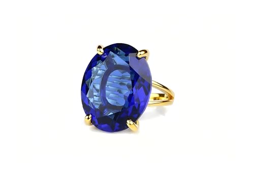 Bague Saphir Ovale - Bagues Artisanales En Pierres Précieuses - Bague De Déclaration En Or 14k Faite À La Main - Mode, Mariage, Pierre De Naissance,...