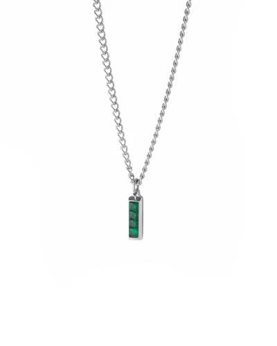 Collier Homme LiuJo MLJ619 NADIR acier inoxydable pendentif pierre zircon vert tendance