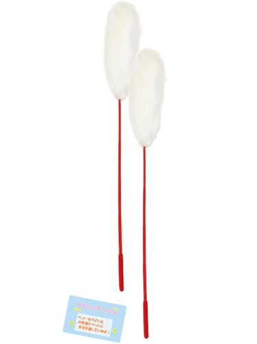 【猫ちゃんのストレス解消に!】 ペットプロジャパン ねこがくれ スティック猫じゃらし 遊びのバリエーションに コミュニケーションに ふわふわしっぽ 約32cm 【2個セット】