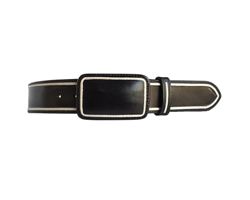 100% Piteado Leather Belt – Handmade – Black & Natural