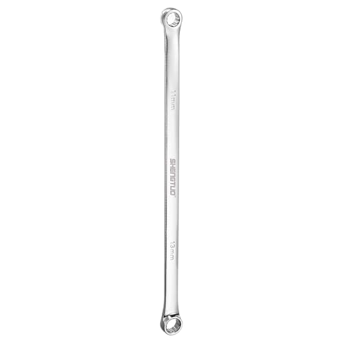 Image of HARFINGTON Double End Box Wrench 11 x 13 mm Metric 12 Point 0 Degree Offset Extra Long Double End Box Ratcheting Wrench CR-V Polished Long Spanner Tools for Repairs
