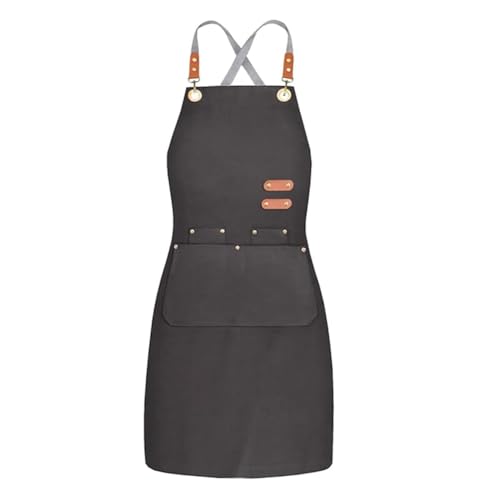 Puthernm - Delantal de lona para el trabajo de cocina, 4 plantillas Back Chef Bib para mujer, delantal de peluquería multiusos