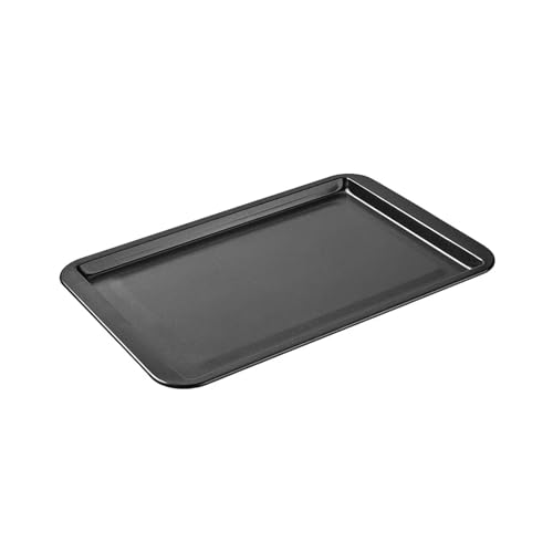 Bandeja rectangular antiadherente for hornear, bandeja de acero for horno, compatible con galletas, tartas, pizzas, asados, muffins y pan(Black M)