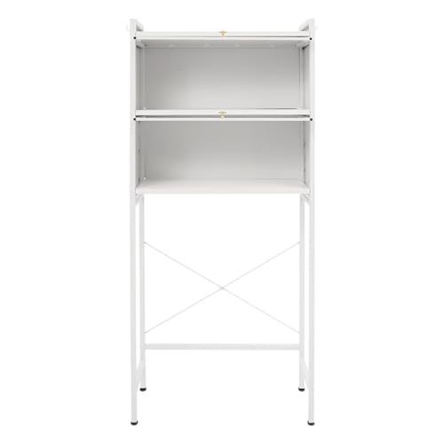 Gdetnysty Armario para lavadora, 70 x 25 x 167 cm, armario alto para lavadora, mueble de baño, con 2 armarios de PVC, 6 ganchos, 100 kg, color blanco