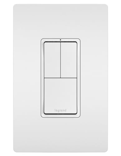 Legrand Radiant RCD113WCC6 15 Amp Combination 3-in-1 Decorator Rocker Light Switch, Two Single Pole Switches and One 3-Way Switch, White with Screwless Wall Plate (1 Count)