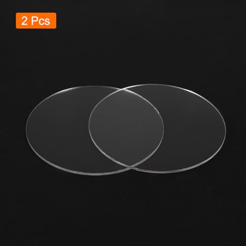 Image of MECCANIXITY 2pcs Clear Acrylic Sheet 4 inchx0.12 inch Clear Cast with Protective Paper for Signs DIY Display Projects, Round Transparent