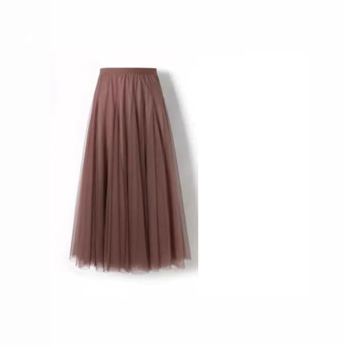 Women's Solid Vintage Elastic Waist Tulle Skirt Casual A-Line Loose Midi Beach Skirts2