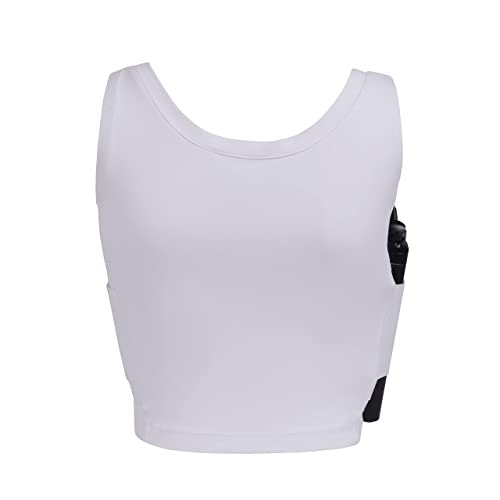 lilcreek Women's Concealed Carry Crop Tank Tops,Undercover Handgun CCW Tactical Gun Holster Shirt Clothing White - Image 3