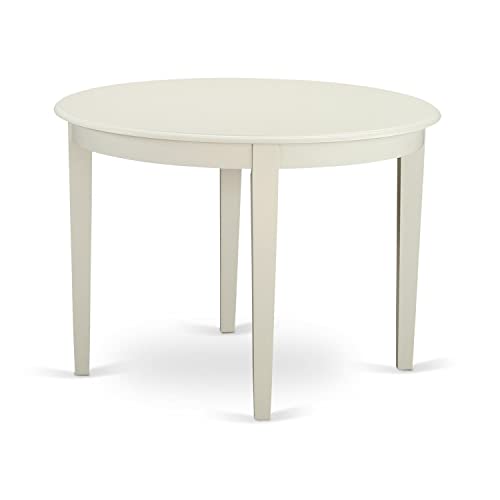 East West Furniture BOT-WHI-T Boston Mesa redonda con 4 patas cónicas, 42 pulgadas