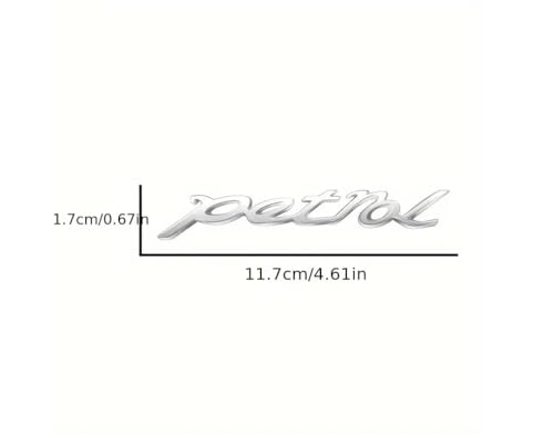 Image of AutoBizarre 3D Raised Petrol Metal Monogram Emblem Badge Sticker for All Cars & Bikes (Silver)