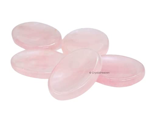 Image of Certified Rose Quartz Crystal Thumb Worry Pebbles Stones for Anxiety Stress Relief Massage - AAA Grade Original Healing Gemstone Agate Rubbing Stone for Yoga Meditation Spiritual Reiki Feng Shui