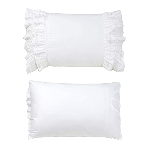 Brandream White Pillow Case Set of 2 King Size Farmhouse Shabby Chic Ruffle Pillow Shams 100% Cotton Decorative Pillow Covers for King Size Bed